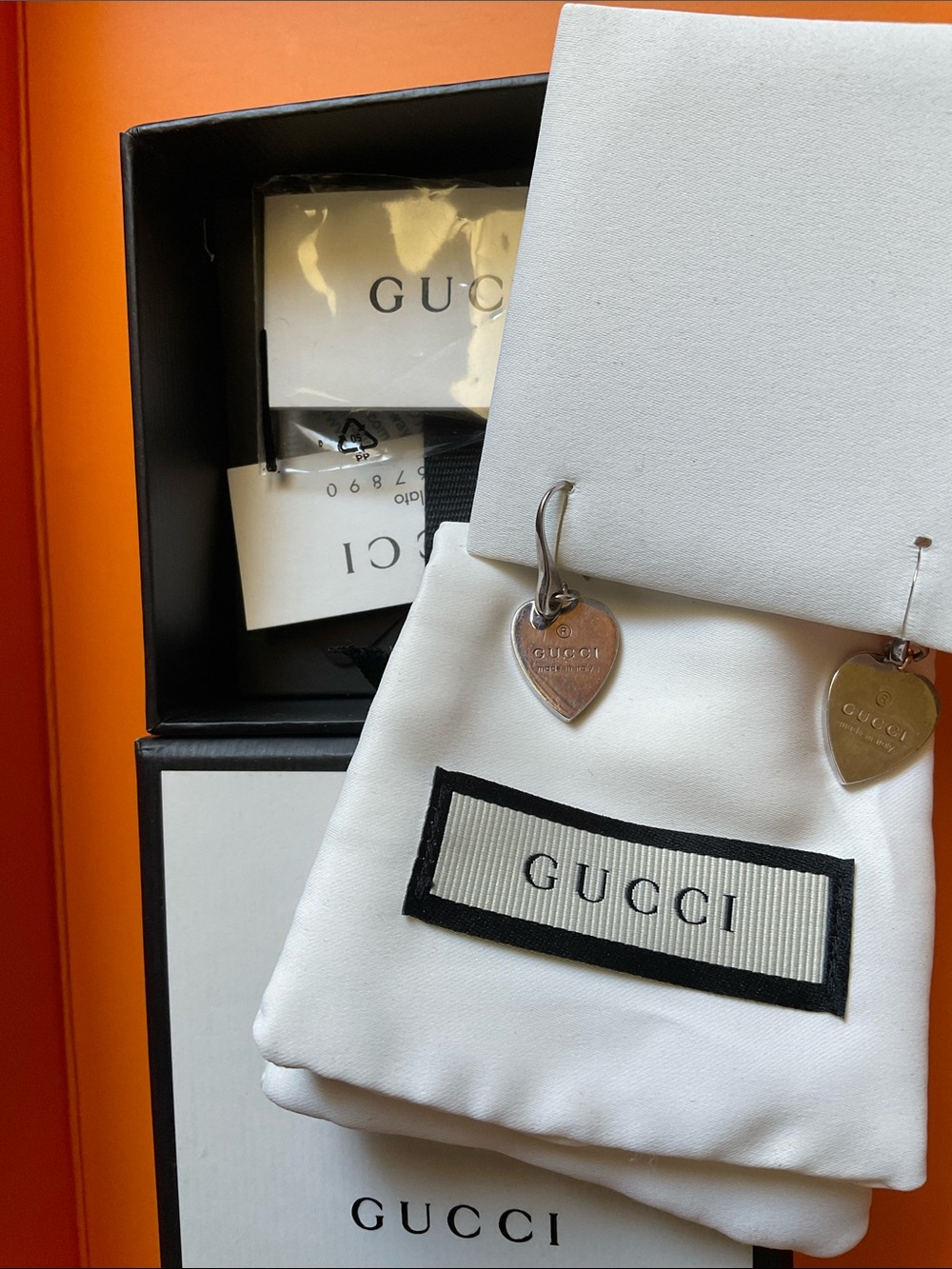 Gucci Heart Drop Dangle Earrings - Silver - Picture 3 of 7